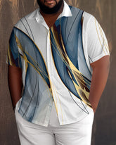 White Men's Ombre Art Plus Size Short Sleeve Walking Set